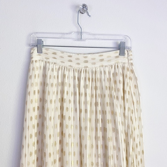 Express Rachel Zoe High Waisted Metallic Gold Dot Pleated Maxi Skirt S (4/6) - Picture 6 of 11